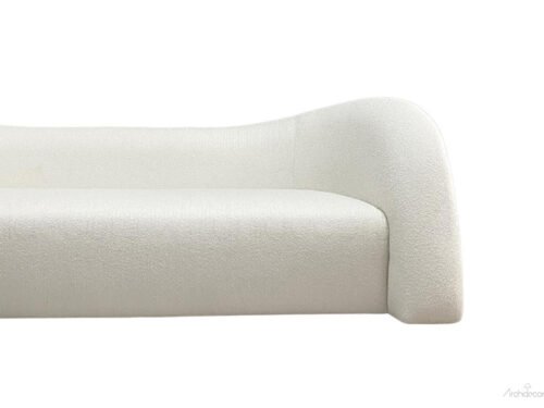 Kavisli modern koltuk, beyaz teddy kumaş koltuk